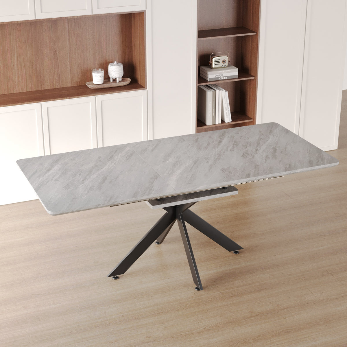 Mid-Century Conference Table, 62.4 in, Gray