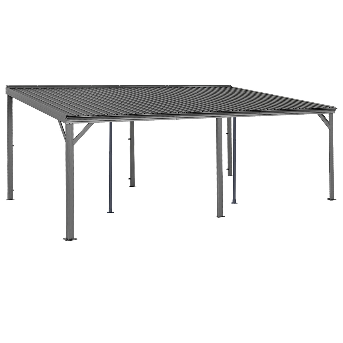 12x20 ft Gray Metal Lean-To Hardtop Gazebo