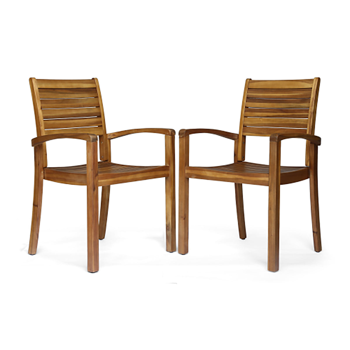Acacia Finish Solid Wood Stackable Outdoor Dining Chair