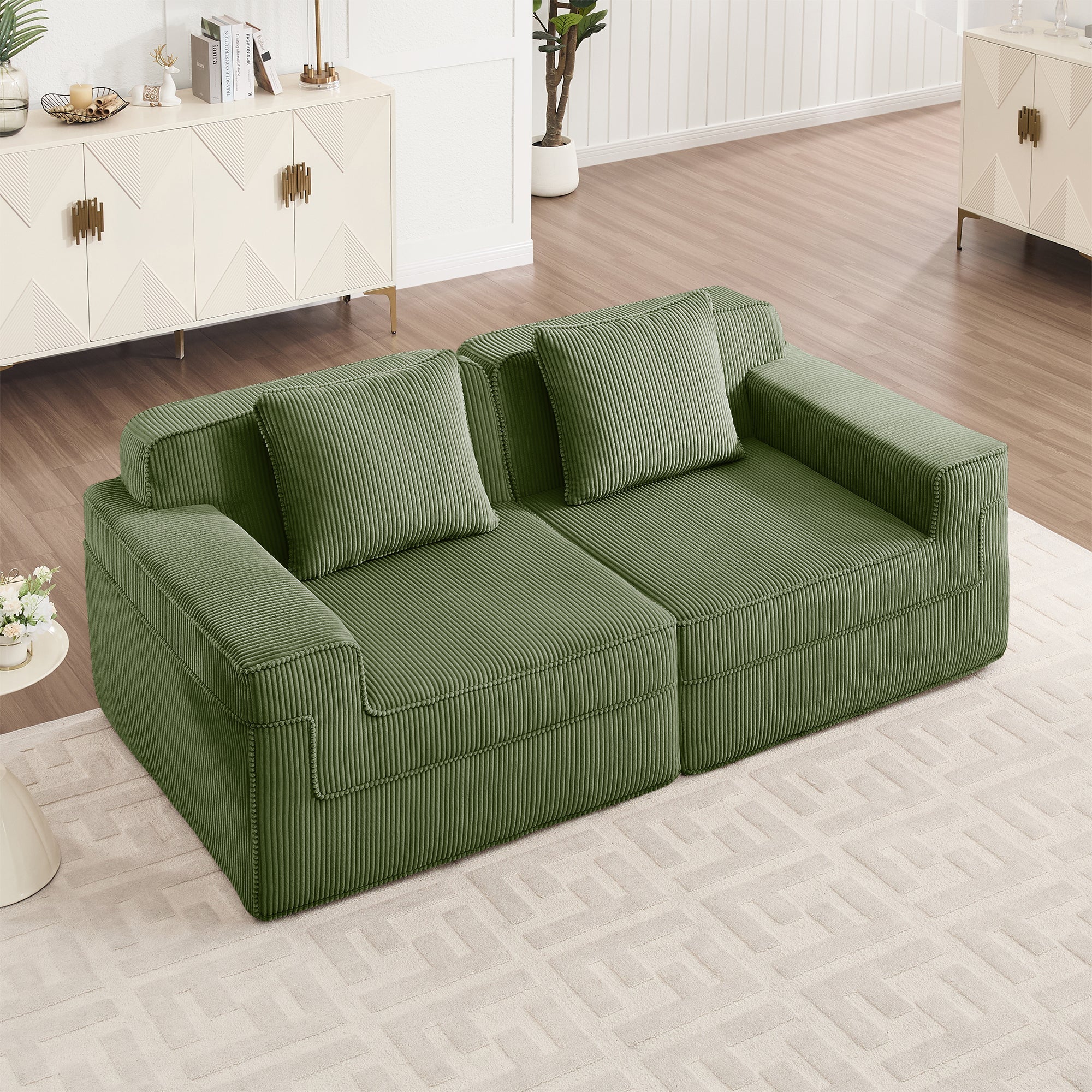 Hudson 2-Seat Boneless Couch in Olive #OttOnly_0 #Color_Olive