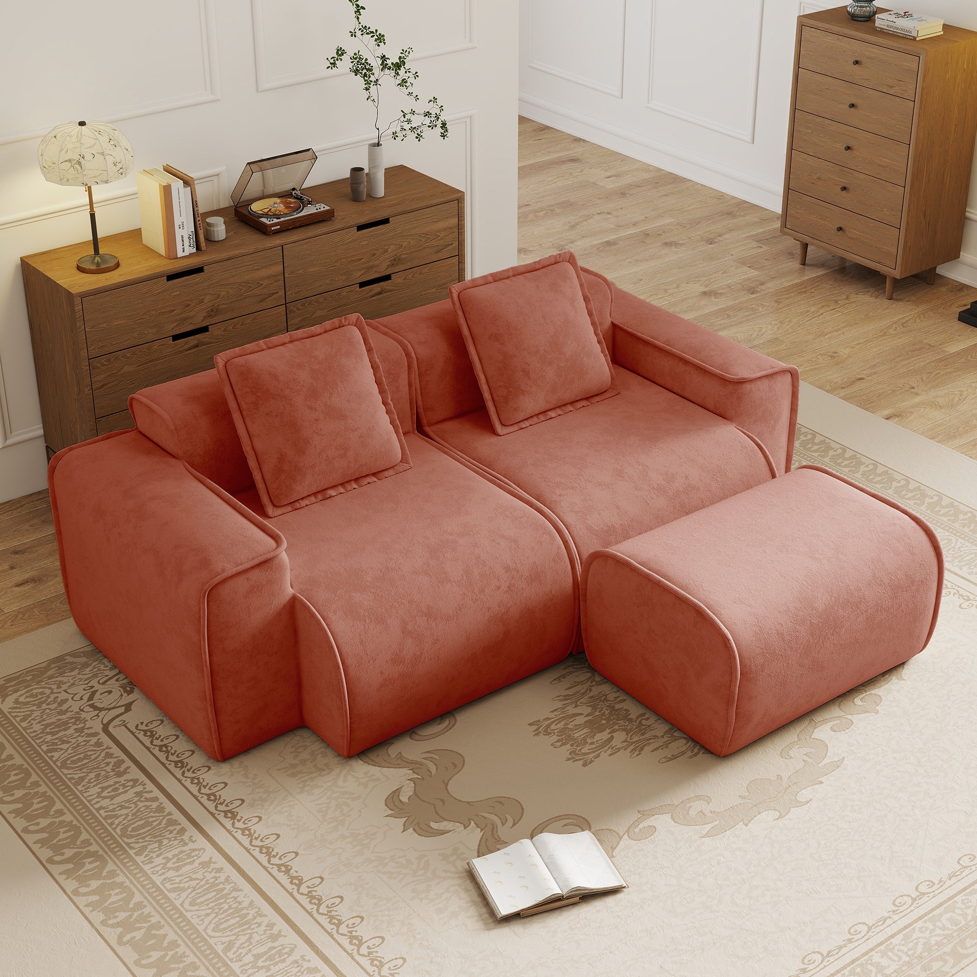 Seneca 2-Seat Boneless Couch in Terracotta #OttOnly_1 #Color_Terracotta