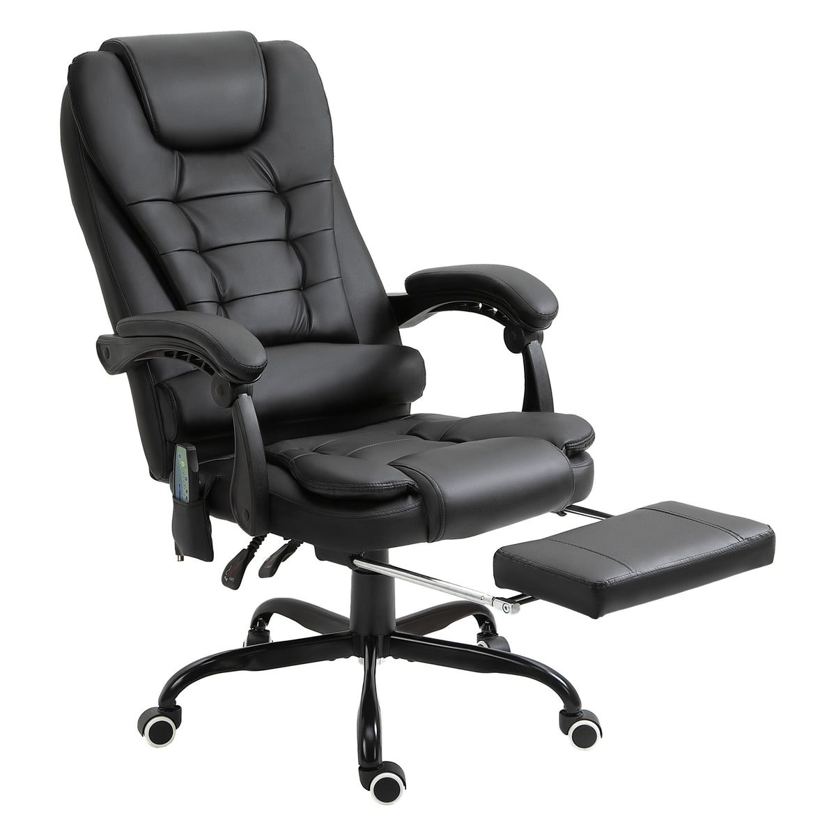 Black Vegan Leather Office Chair, Massage, Reclining, 47.8 in Tall