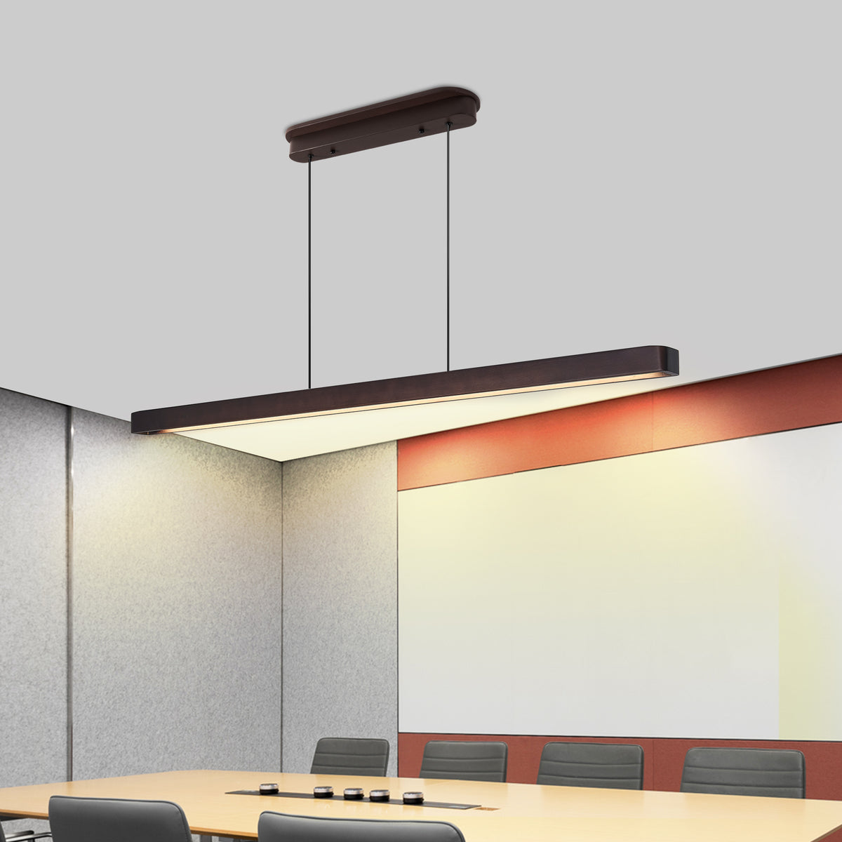 Walnut Modern LED Pendant Light, 51 in, Acrylic Shade