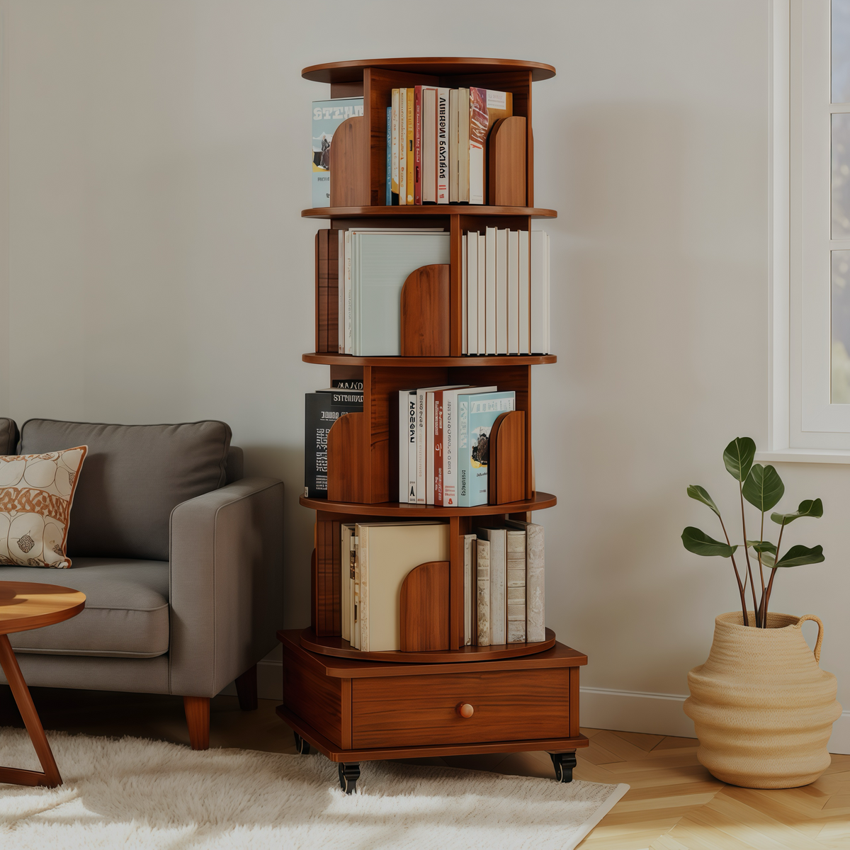 Bookcase, 5 Shelves, Walnut