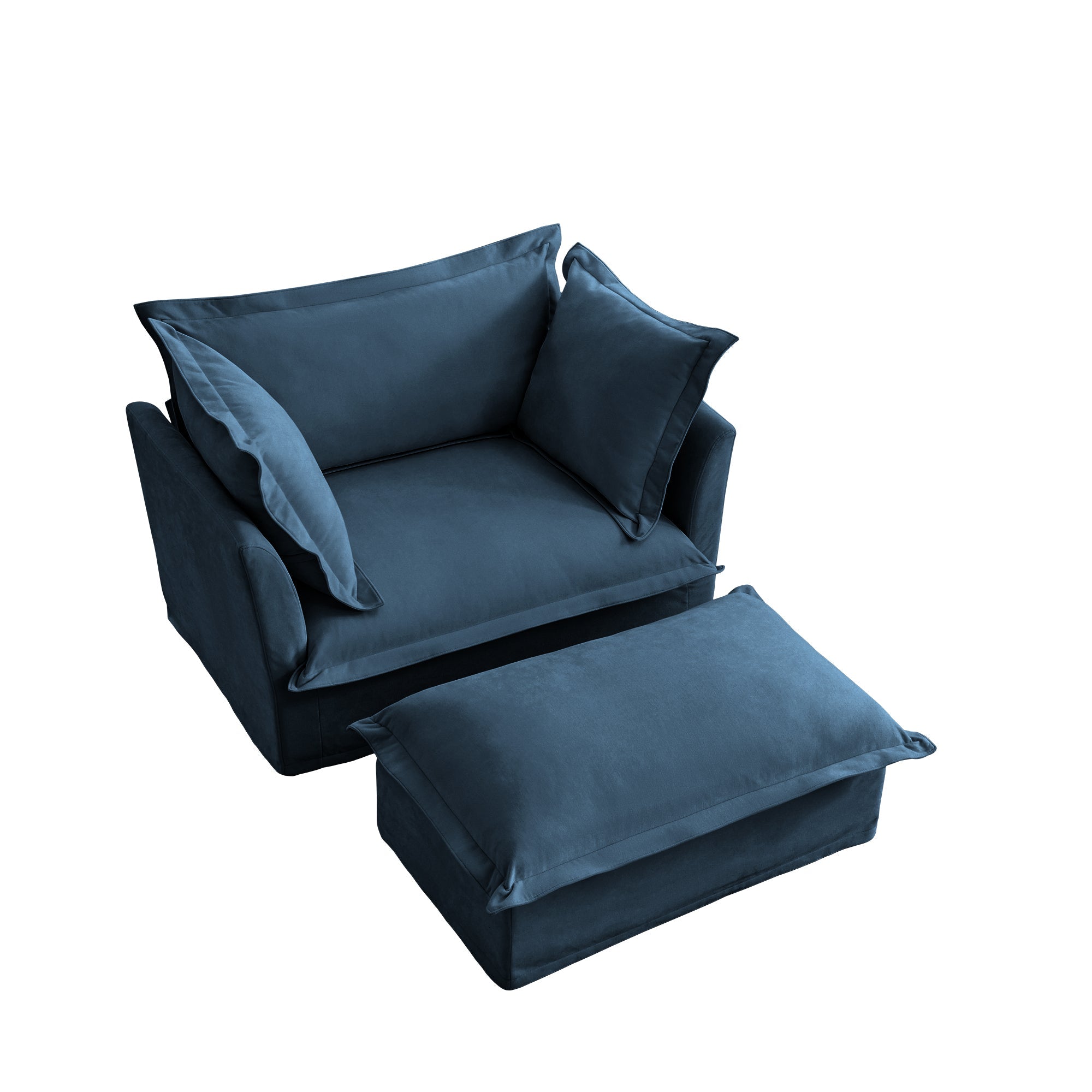 Fluffy Lounge Chair in Chenille Navy #Fabric_Chenille Navy