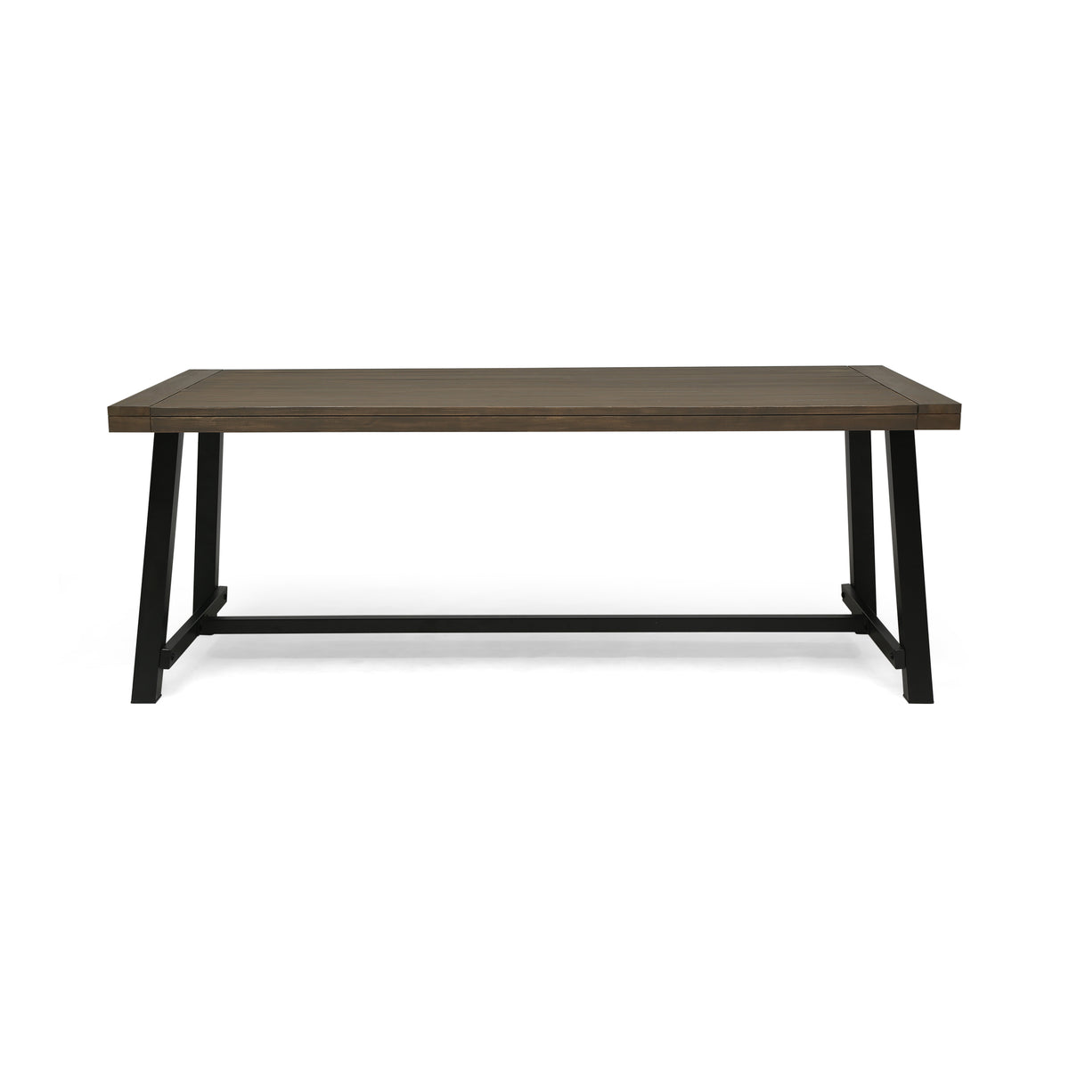 Solid Wood Outdoor Dining Table with Gray Metal Frame, 79 in Wide