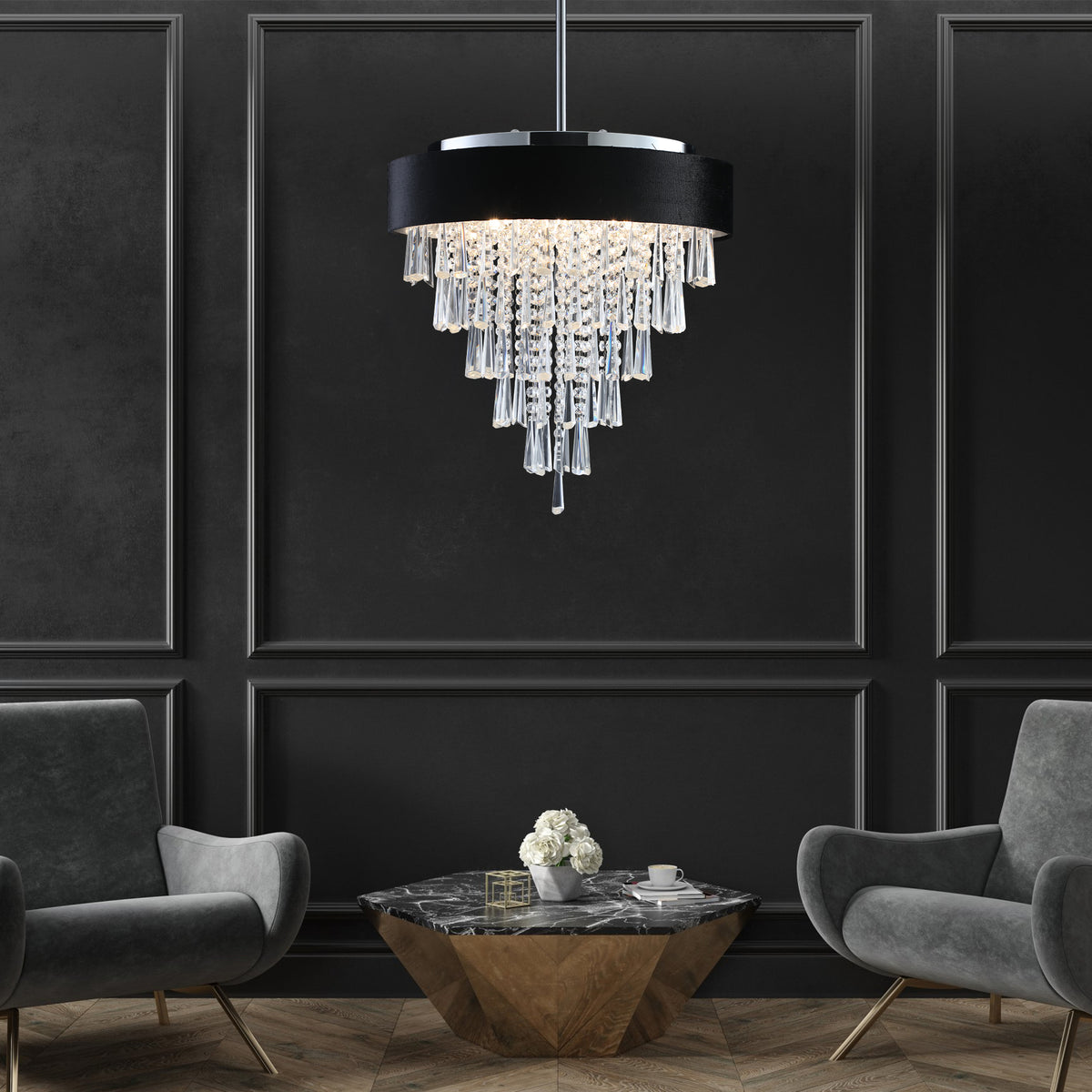 Transparent Crystal 8-Light Chandelier, 18 in
