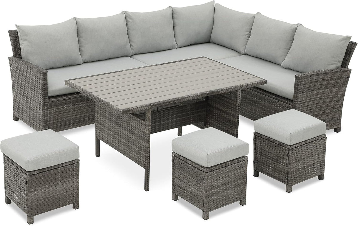 Gray Wicker 7-Piece Patio Dining Set