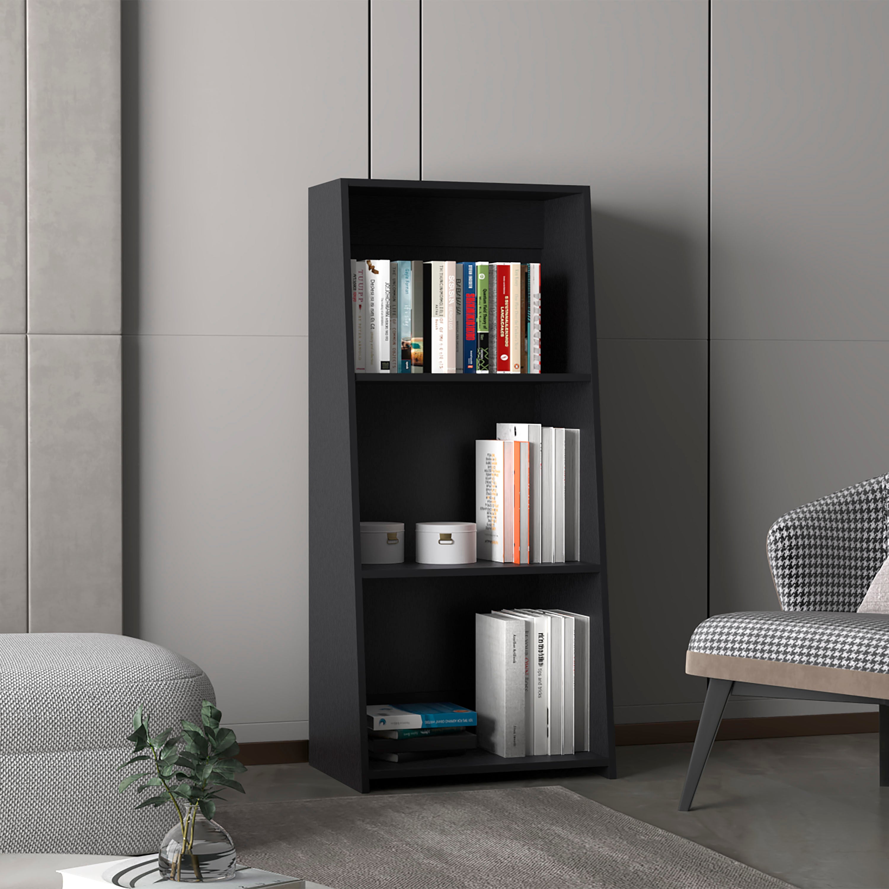 Ladder Bookcase, 47 in Tall, Black