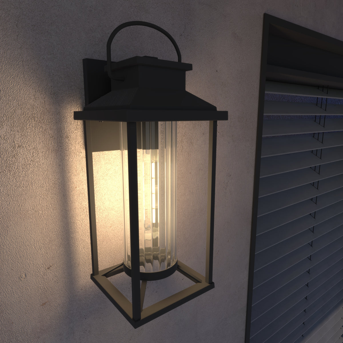 Black Outdoor Wall Light, 17 in, Aluminum