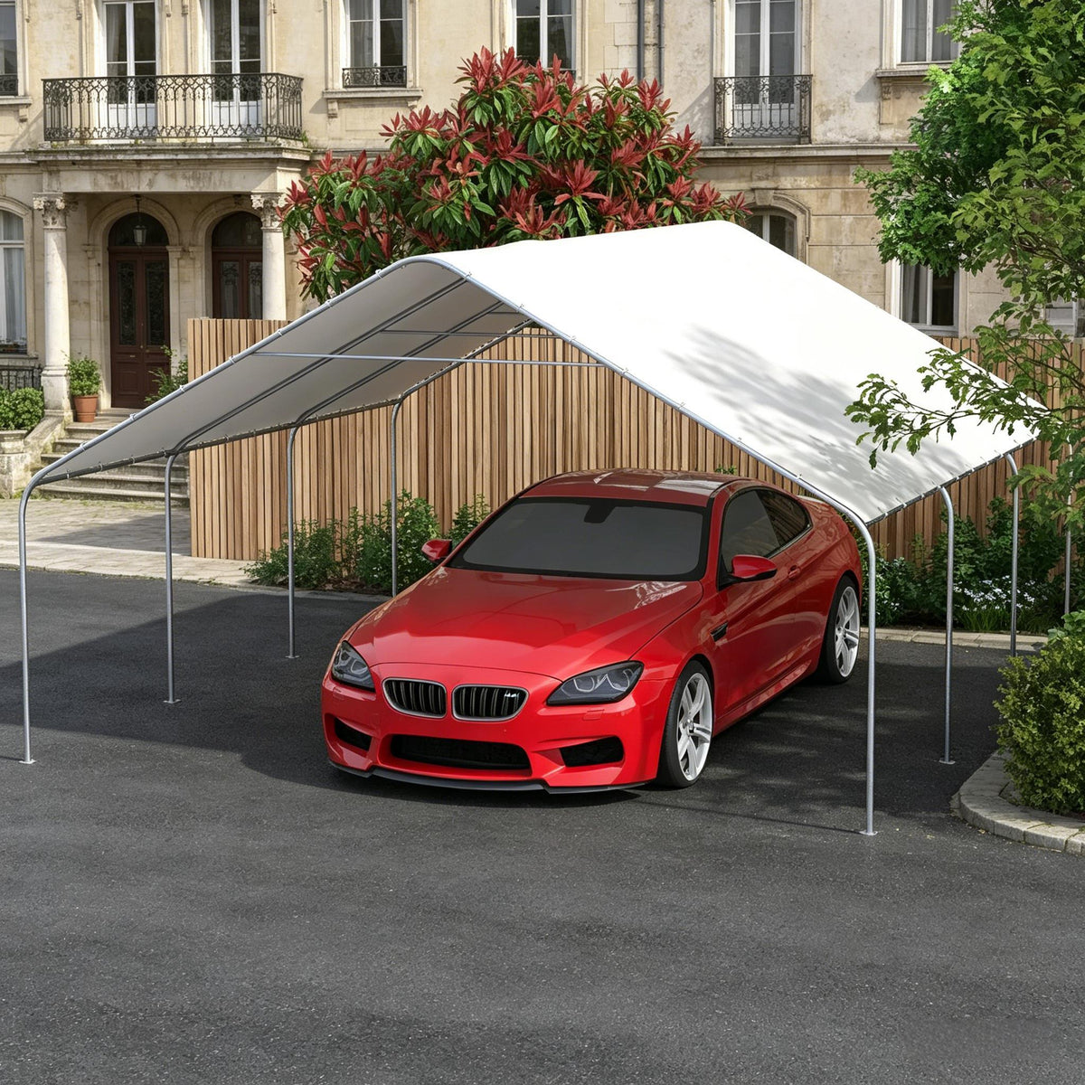 19x19.5 ft White Carport