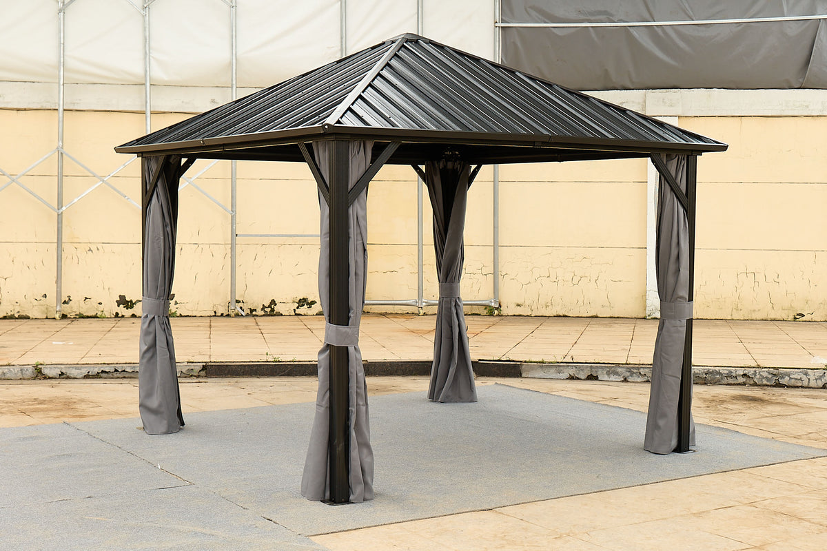 10x10 ft Black Aluminum Hardtop Gazebo