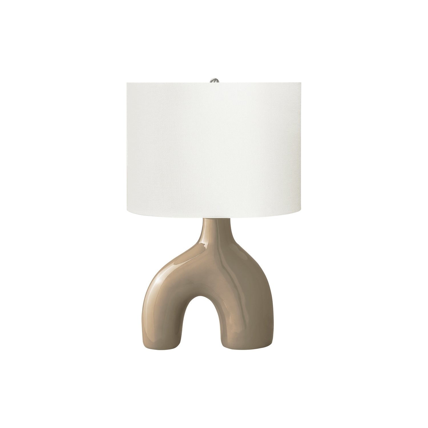 Brown Modern Table Lamp, 25 in, Ceramic with Fabric Shade