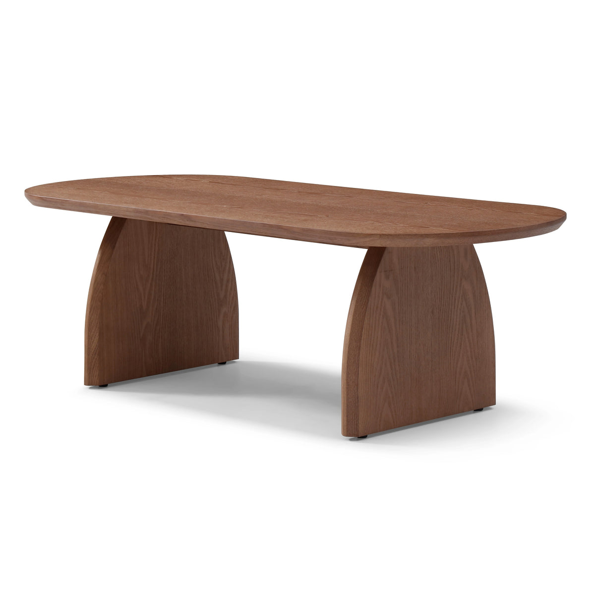 Walnut Mid-Century Arched-Leg Oval Coffee Table, 47.2 in