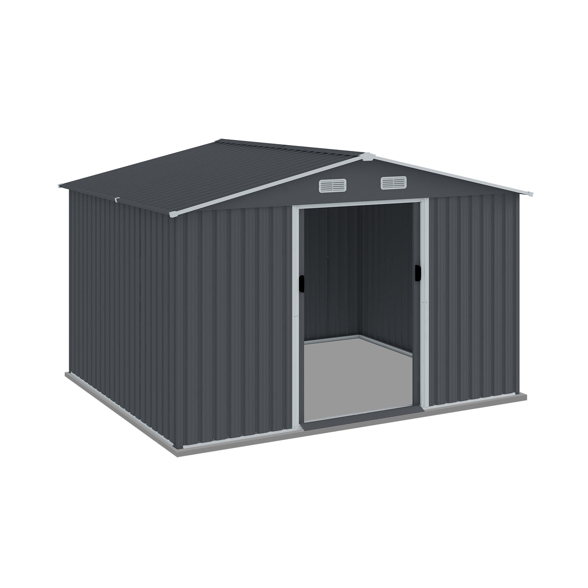 8x10 ft Gray Metal Storage Shed