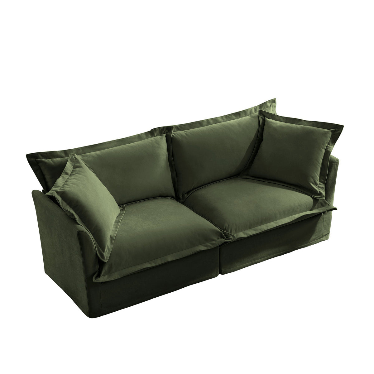 Fluffy 2-Seat Modular Sofa in Chenille Olive #OttOnly_0 #Fabric_Chenille Olive