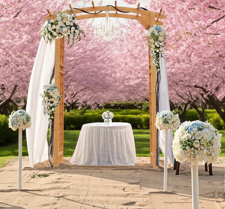 Yellow Solid Wood Garden Arbor Arch
