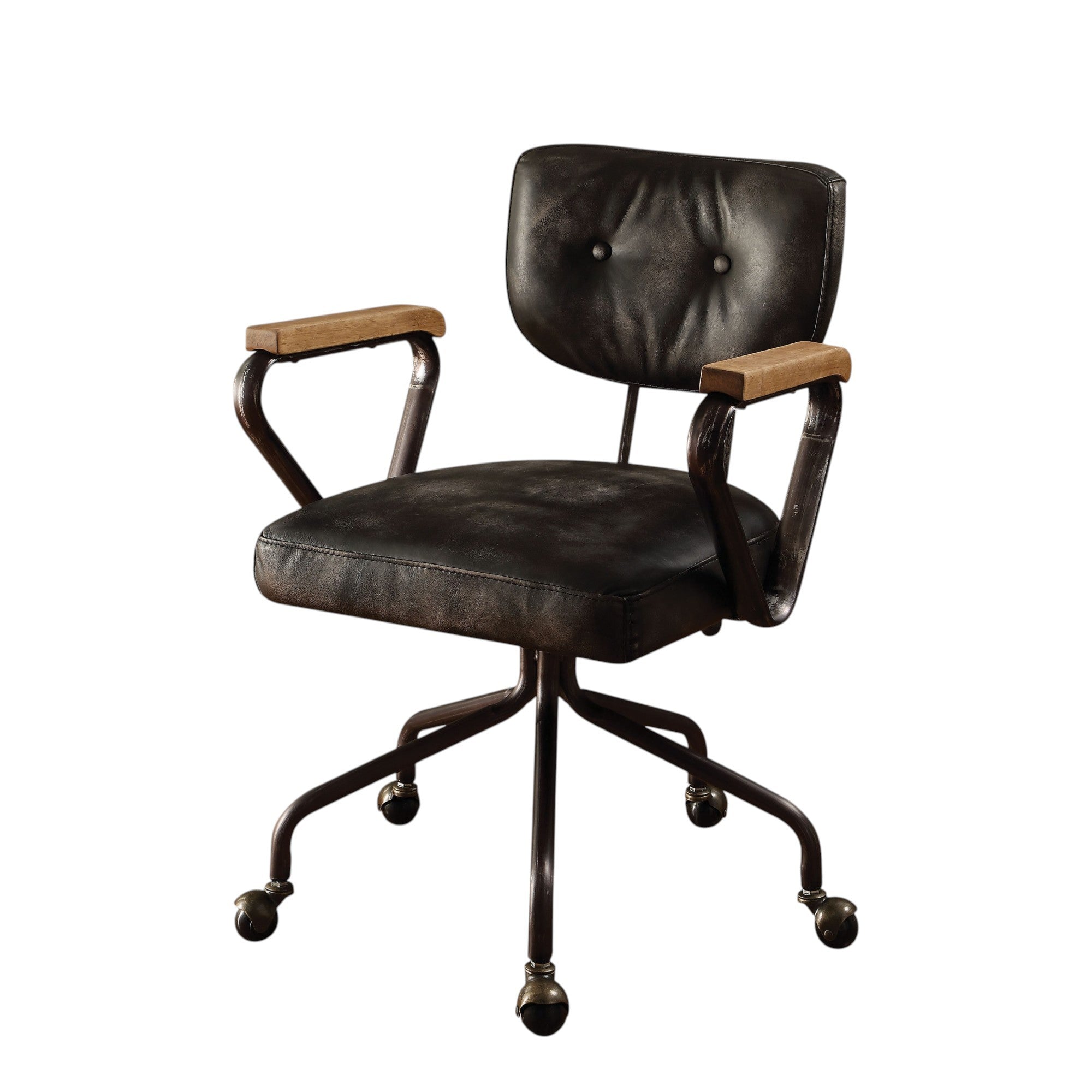 Black Top Grain Leather Office Chair, Swivel