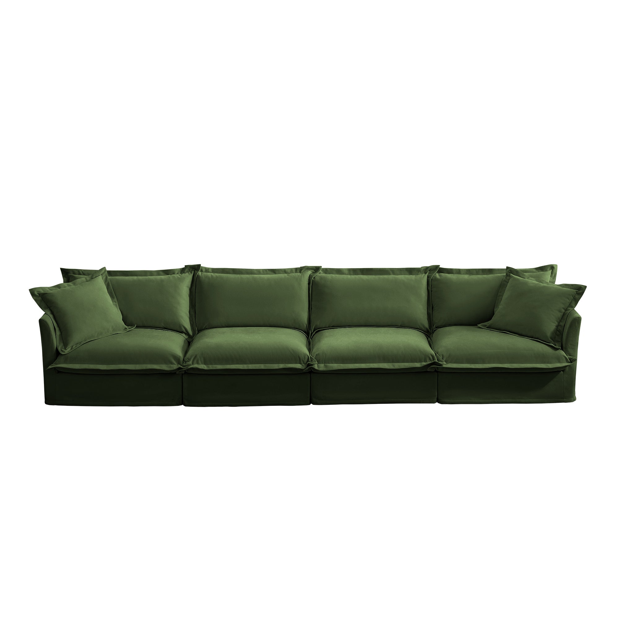Fluffy 4-Seat Modular Sofa in Chenille Olive #OttOnly_0 #Fabric_Chenille Olive