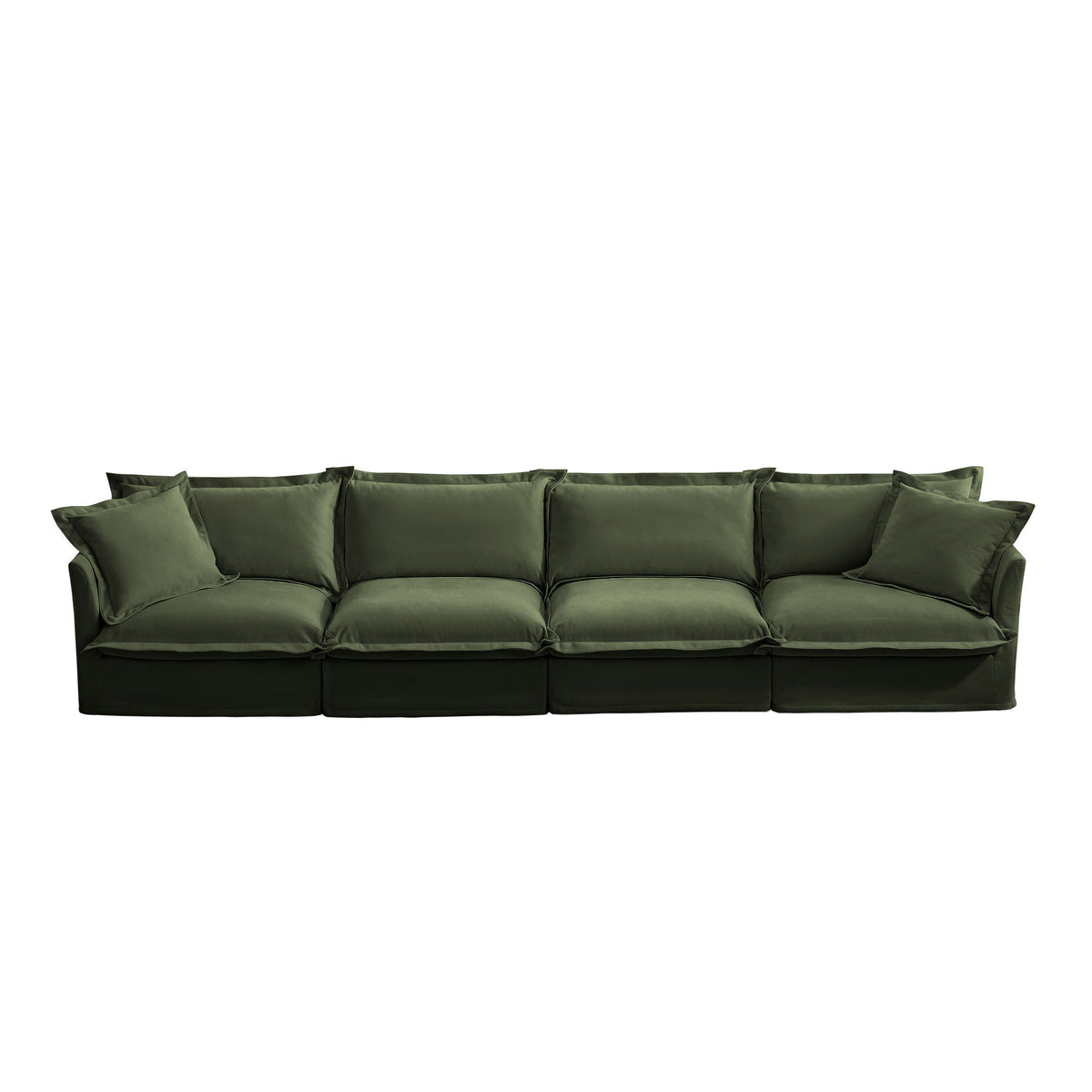 Fluffy 4-Seat Modular Sofa in Chenille Olive #OttOnly_0 #Fabric_Chenille Olive