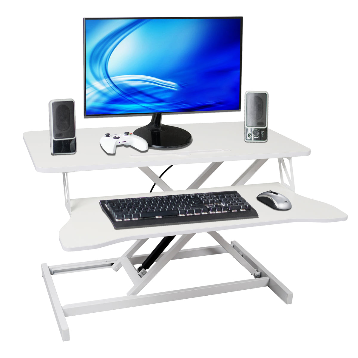 Standing Desk, Height Adjustable, Keyboard Tray, 31.5 in, White