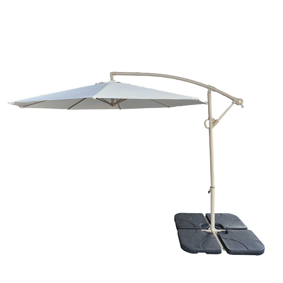 10 ft Beige Aluminum Cantilever Patio Umbrella with Tilt