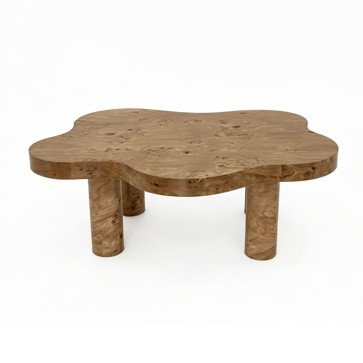 Natural Burl-Look Organic Shape Coffee Table, 40 in