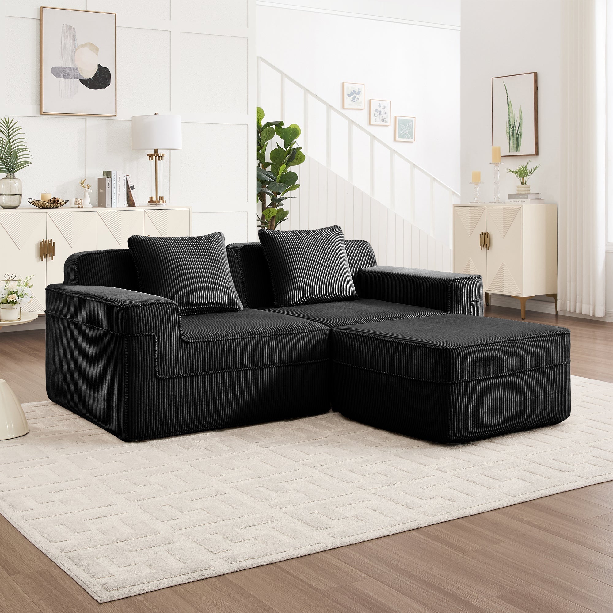 Hudson 2-Seat Boneless Couch in Black #OttOnly_1 #Color_Black