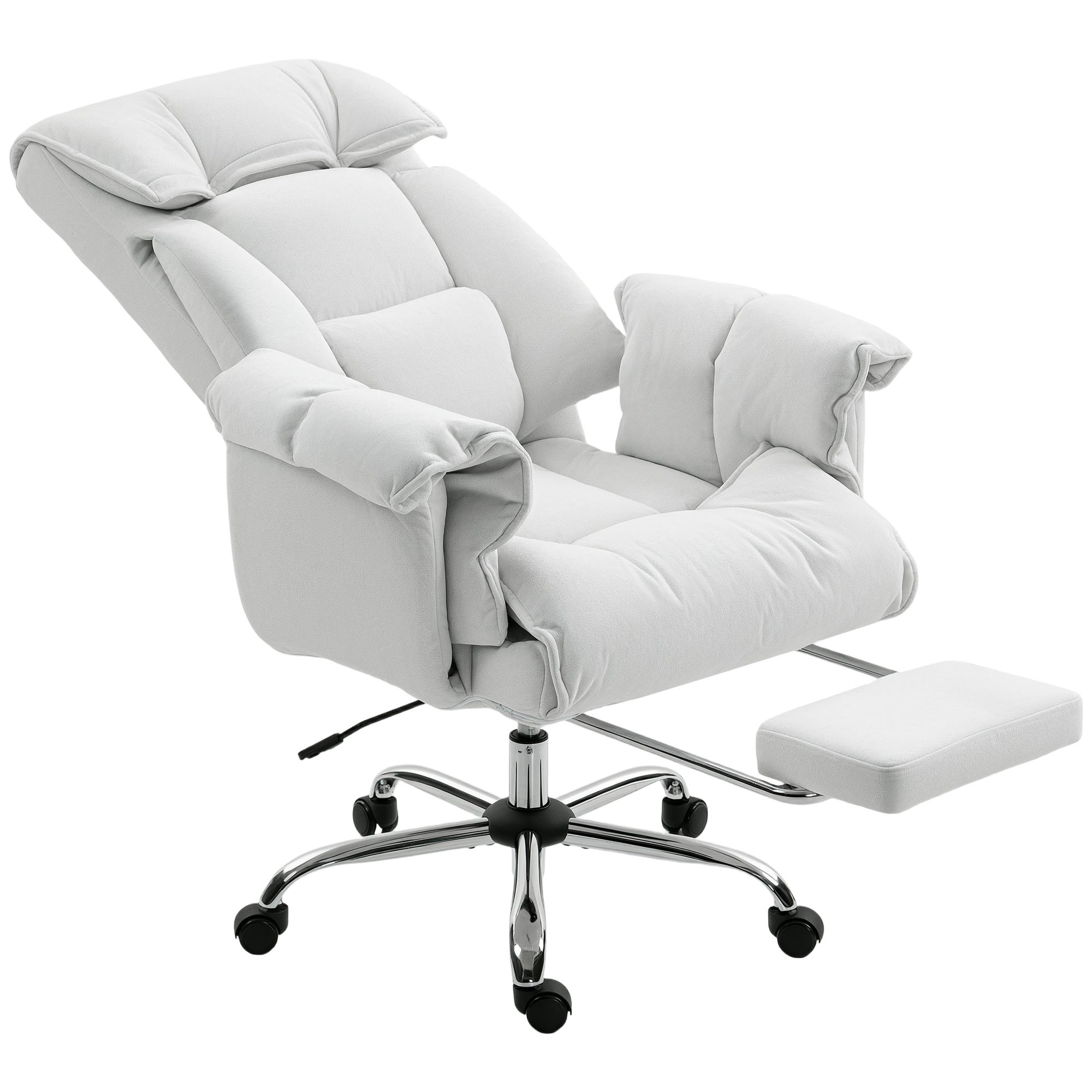 White Fabric Office Chair, Footrest