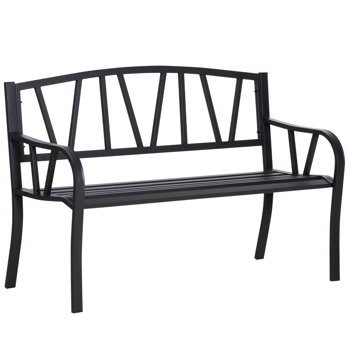 Black Metal Outdoor Bench, 50.5 in Wide