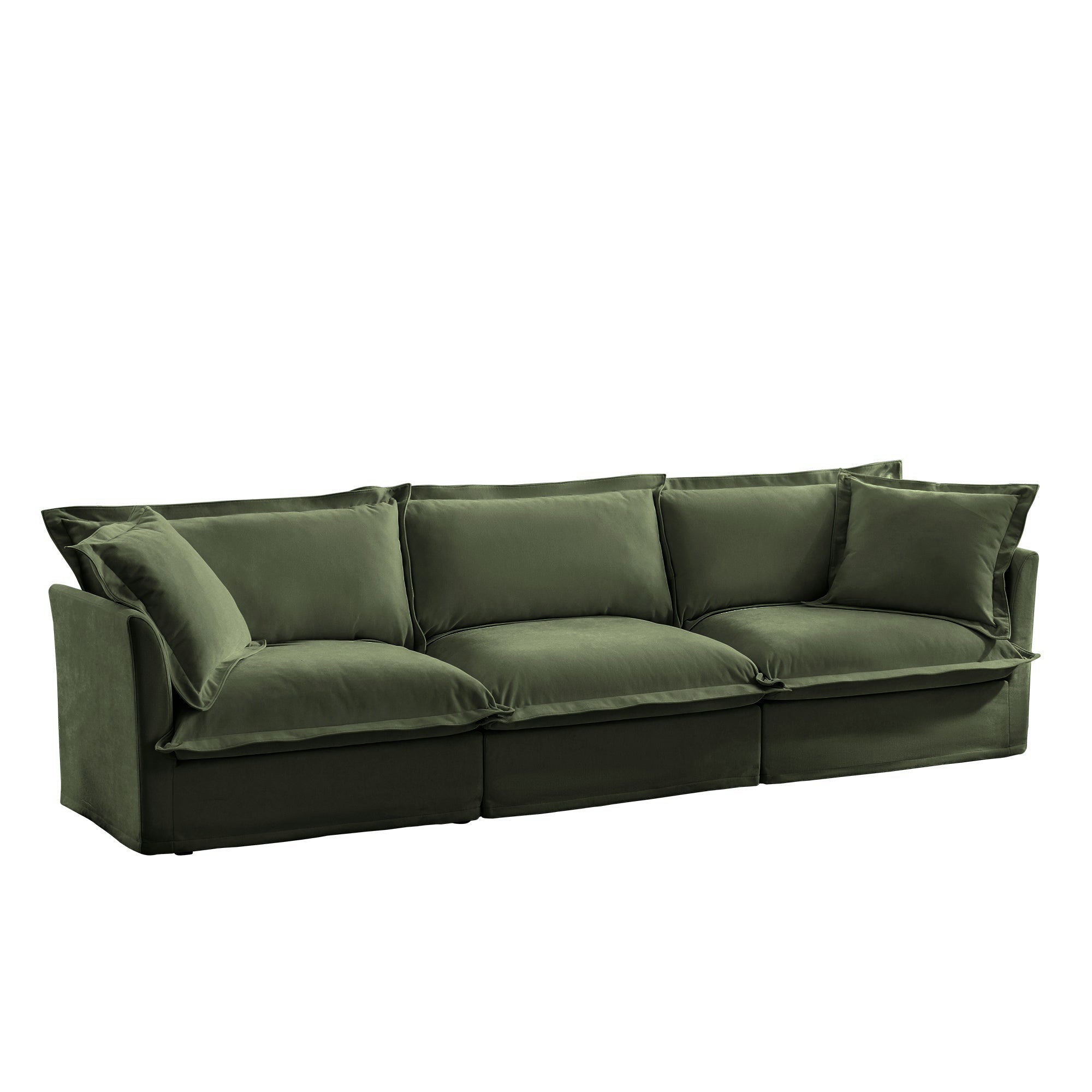 Fluffy 3-Seat Modular Sofa in Chenille Olive #OttOnly_0 #Fabric_Chenille Olive