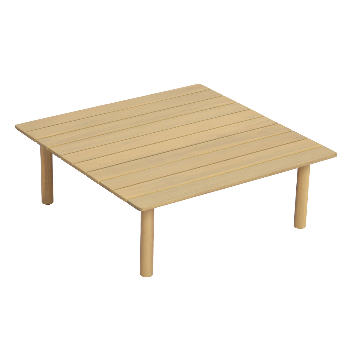 Light Brown Solid Wood Square Outdoor Coffee Table, 29.5 in Wide