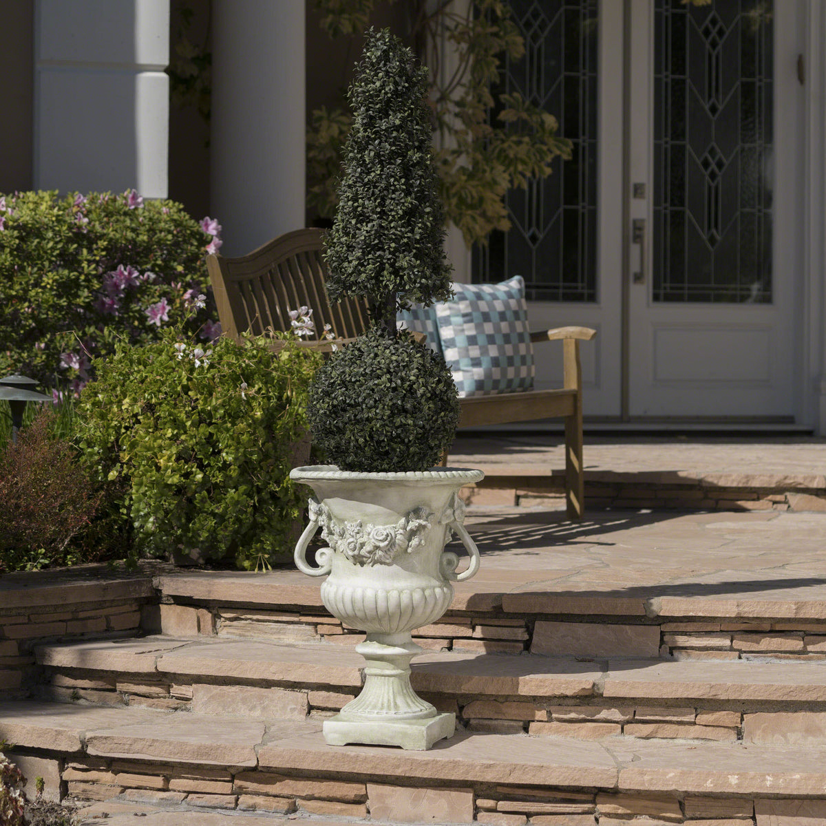 White Outdoor Planter, 24 in Tall