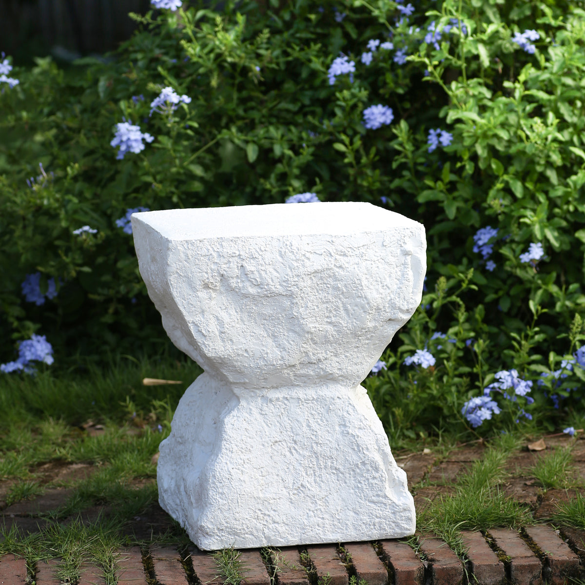 White Outdoor Side Table, 18.5 in Tall, 15.3 in Deep