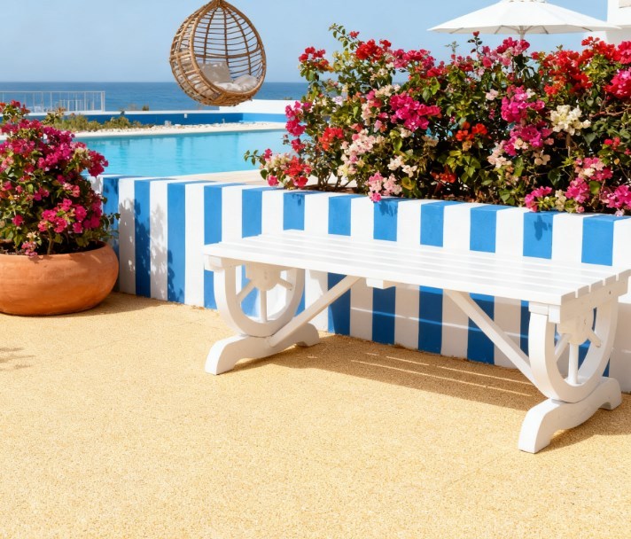 White Solid Wood Outdoor Bench, 38.5 in Wide