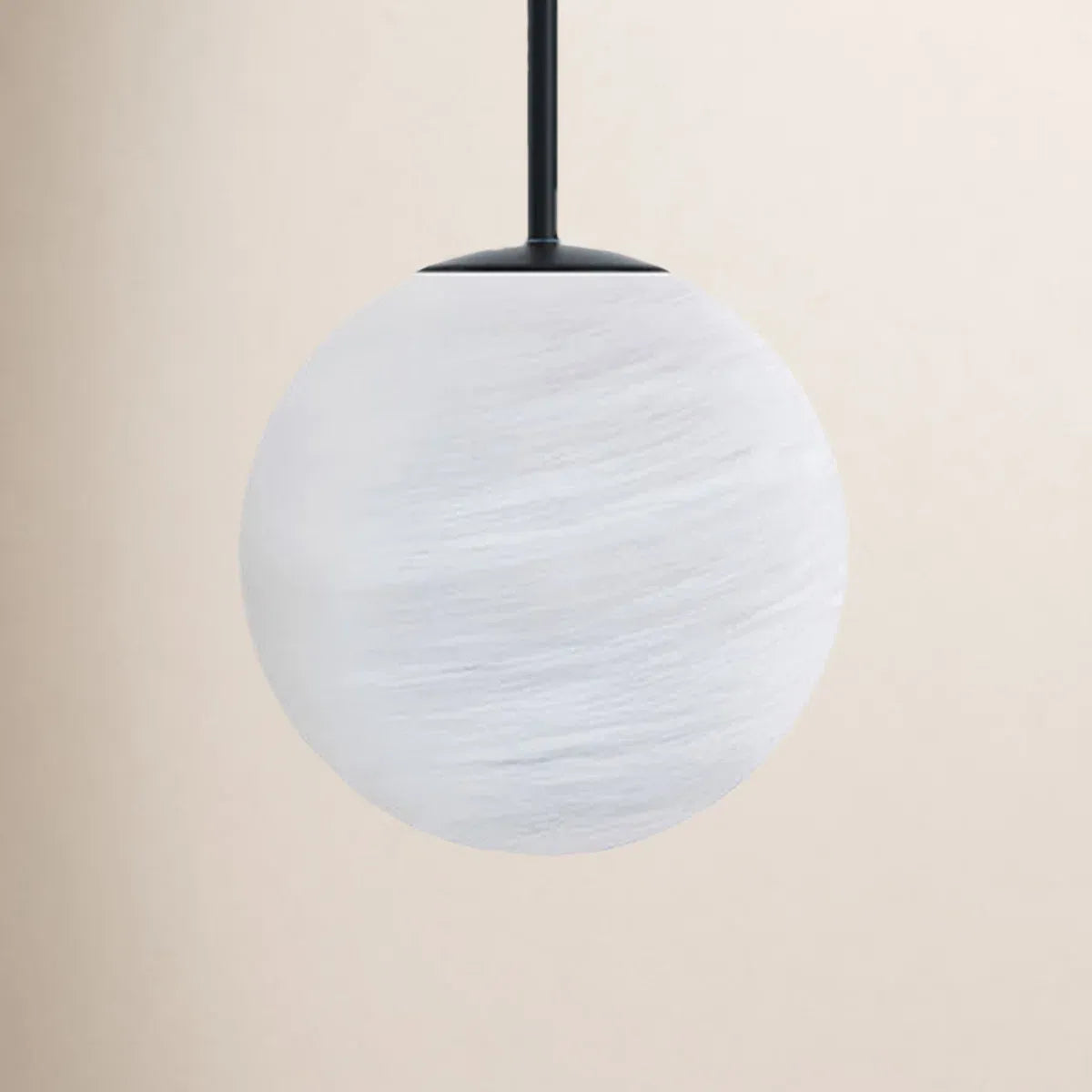 Pendant Light with Cloud Glass Shade, Adjustable Black Frame