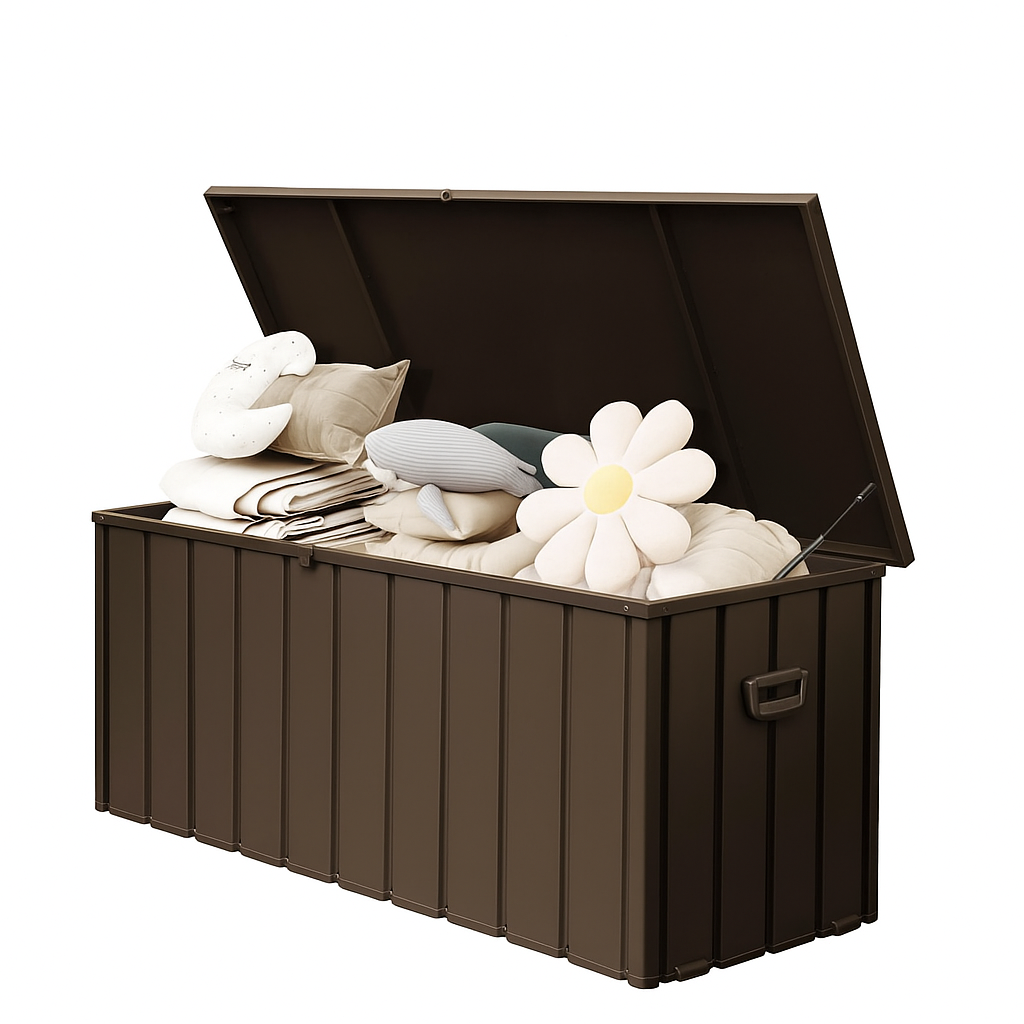190 Gallon Dark Brown Metal Deck Box Lockable
