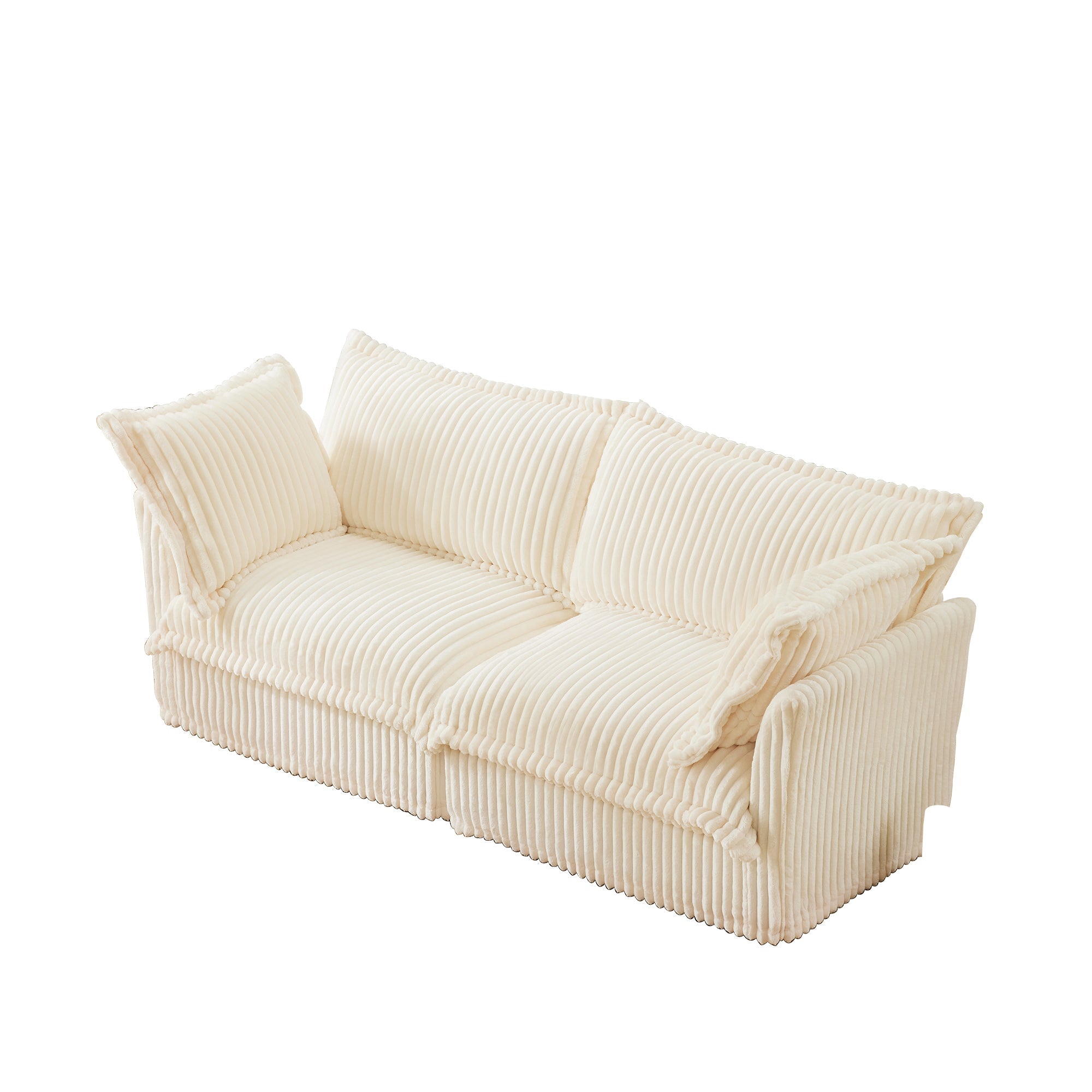 Fluffy 2-Seat Modular Sofa in Corduroy Cream #OttOnly_0 #Fabric_Corduroy Cream