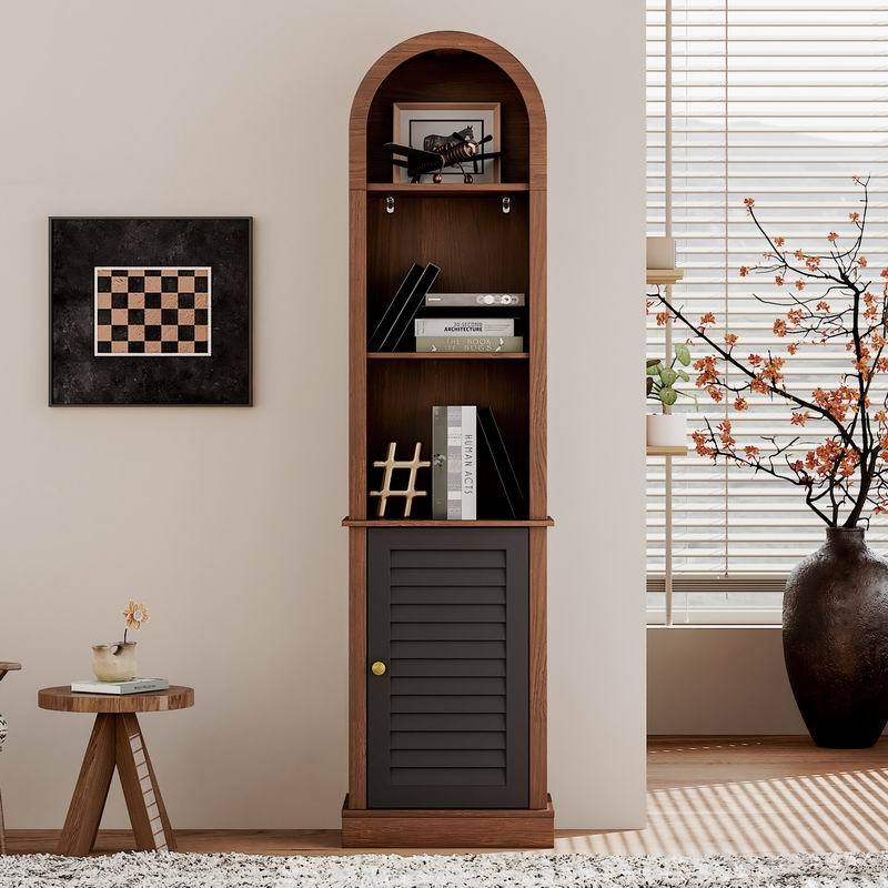 Arched Solid Walnut Bookcase, 3 Tiers, 68 in Tall