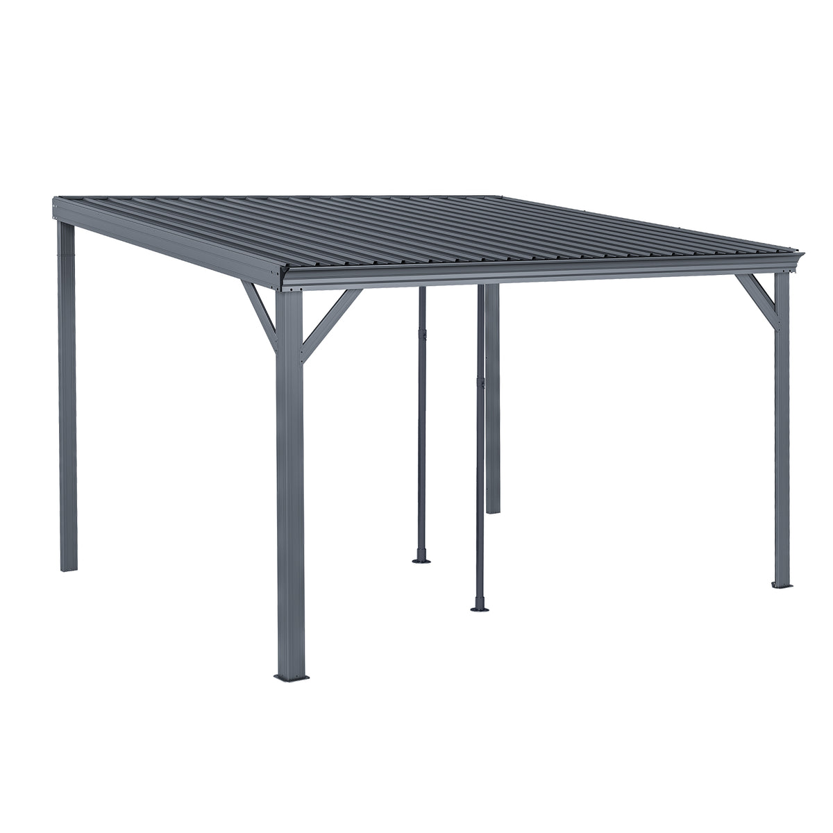 10x12 ft Gray Metal Lean-To Hardtop Gazebo