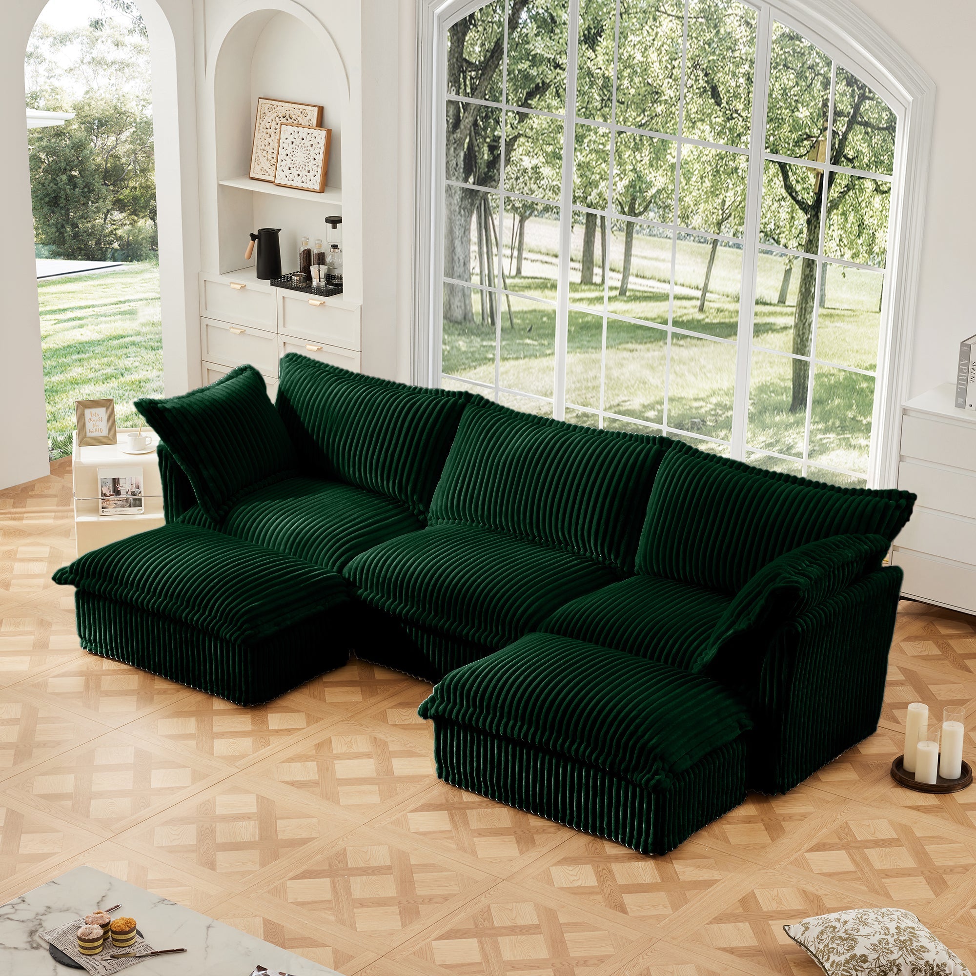 Fluffy 3-Seat Modular Sofa in Corduroy Emerald #OttOnly_2 #Fabric_Corduroy Emerald