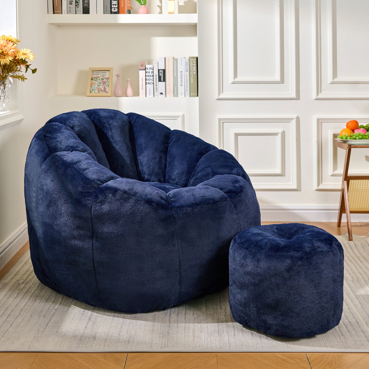 Blue Plush Bean Bag Chair