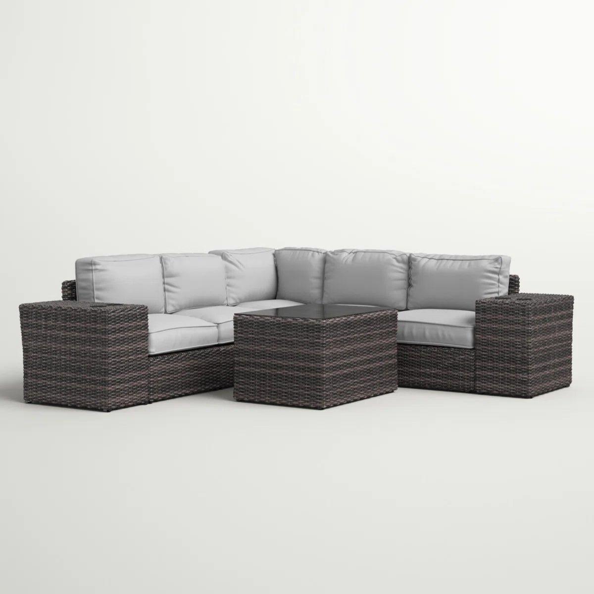 Gray Wicker 8-Piece Patio Conversation Set with Cushions