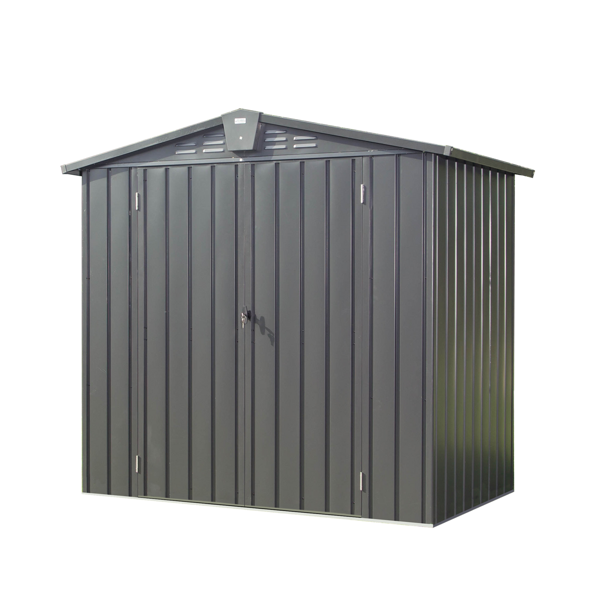 4.2x6.5 ft Dark Gray Metal Storage Shed with Lockable Doors