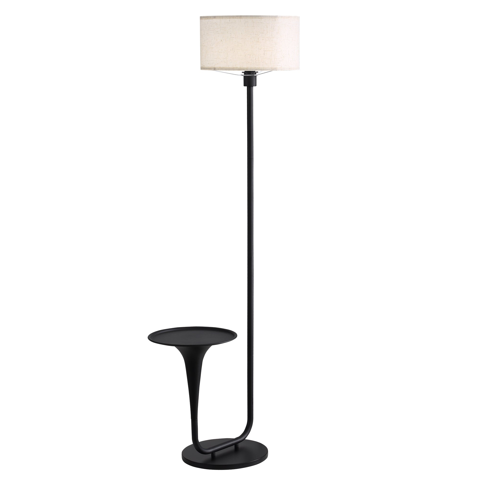 Black Vintage Dimmable Floor Lamp, Linen Shade