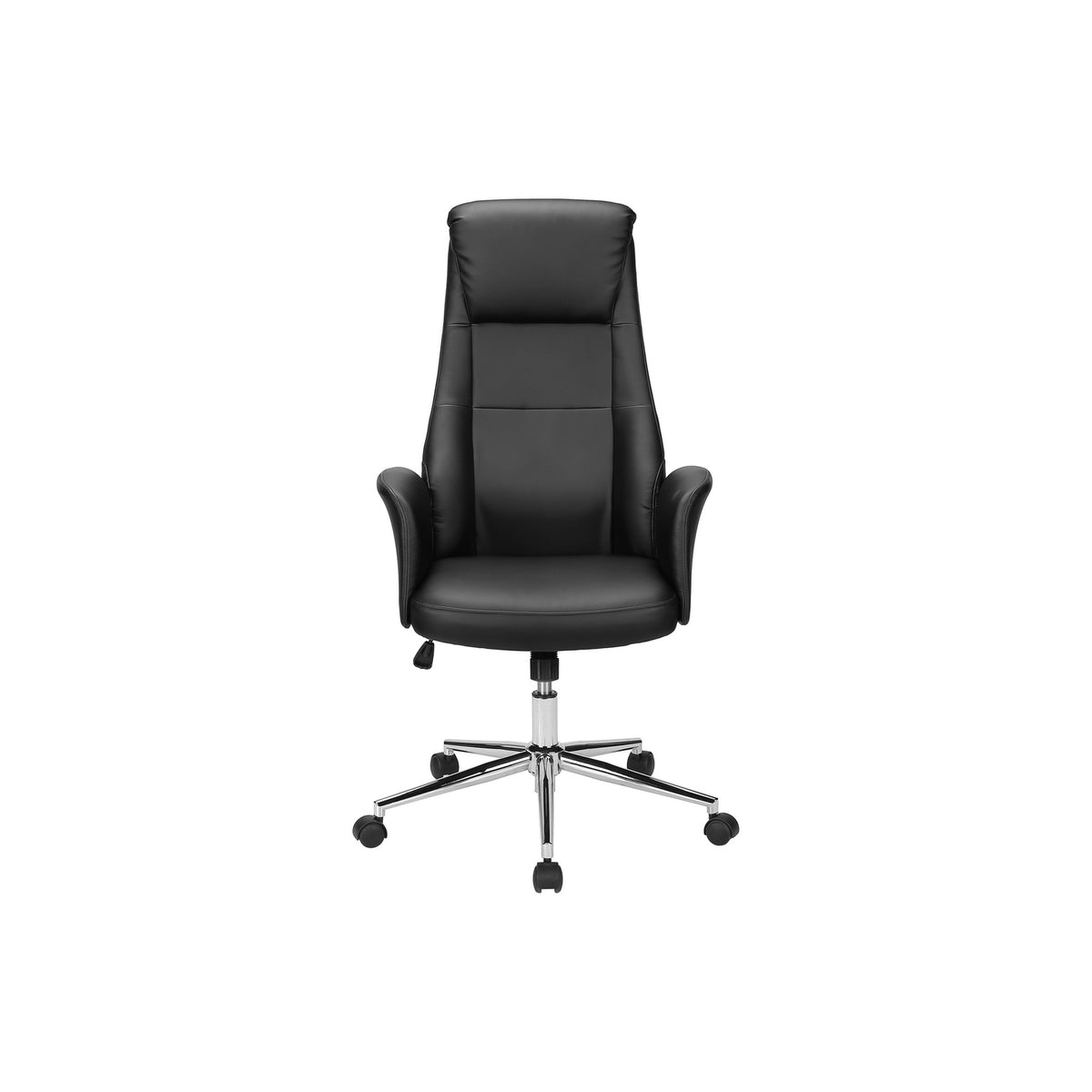 Black Vegan Leather Office Chair with Chrome Base, Swivel, 300 lb