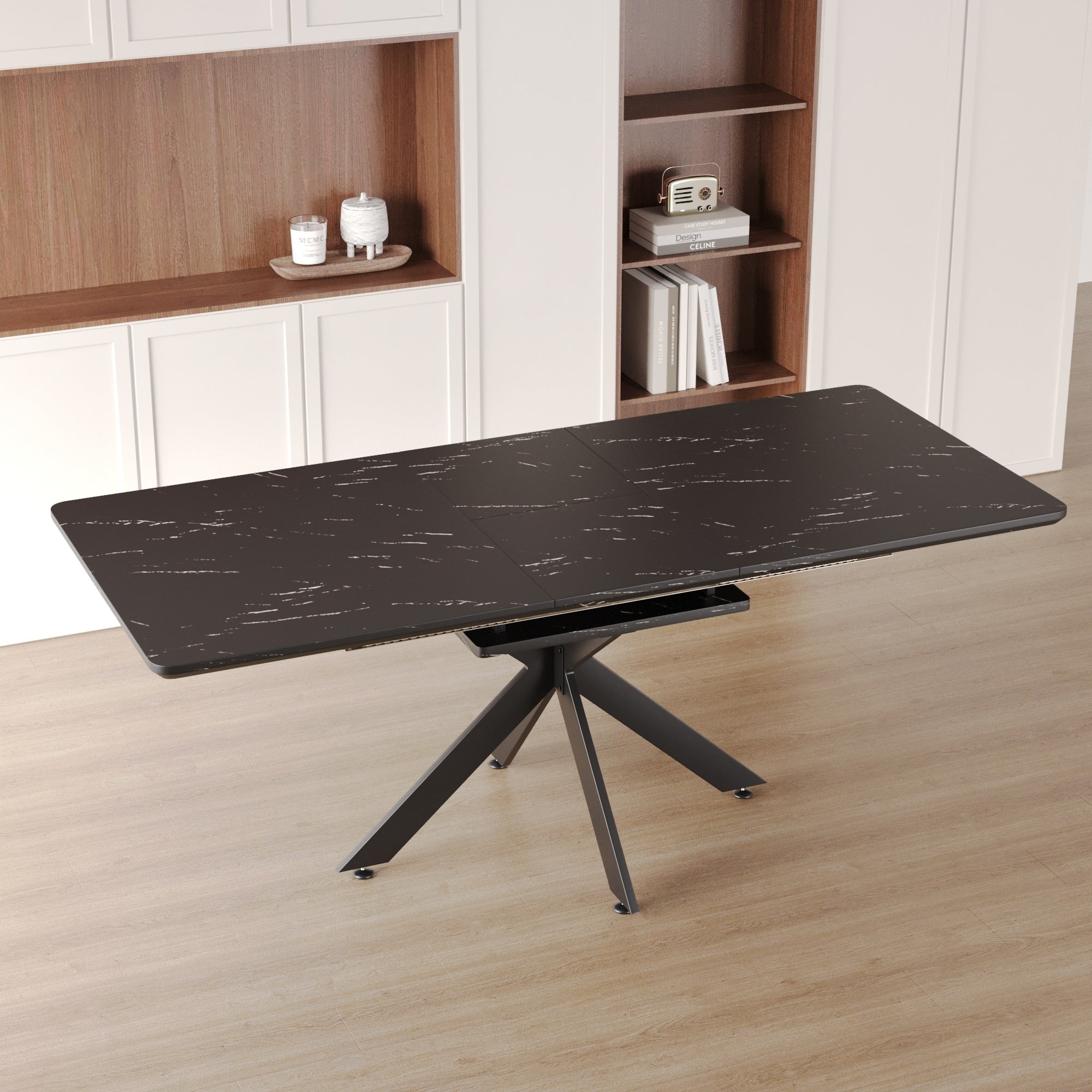 Mid-Century Conference Table, 62.4 in, Black
