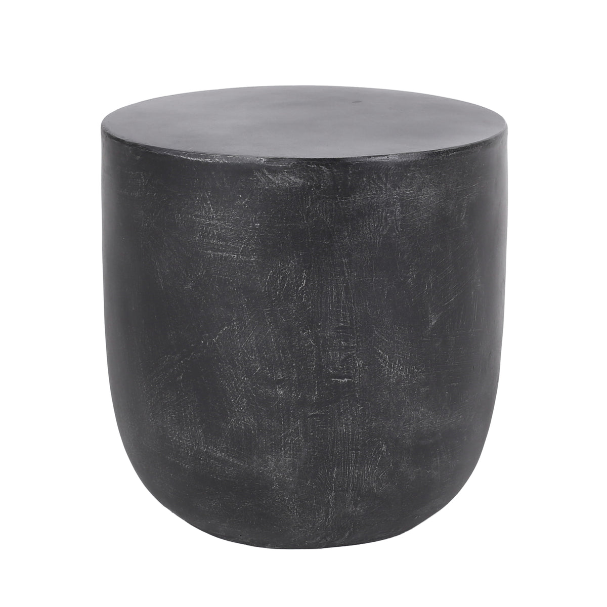 Black Concrete Outdoor Side Table, 15.8 in Tall