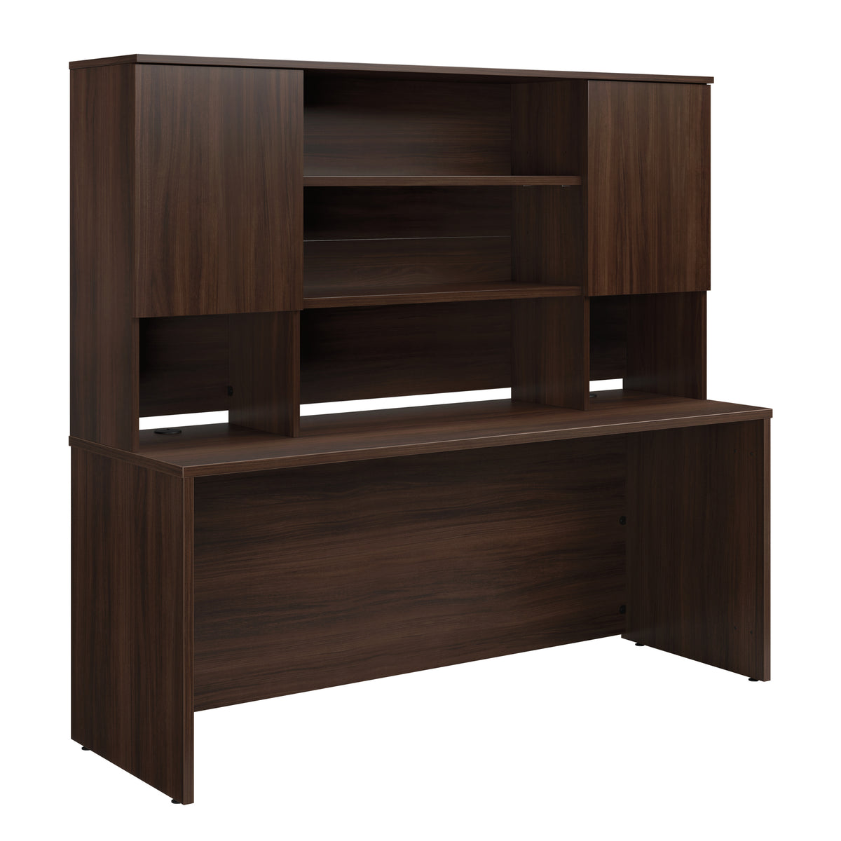 Hutch Computer Desk, Cable Management, 71.1 in, Brown