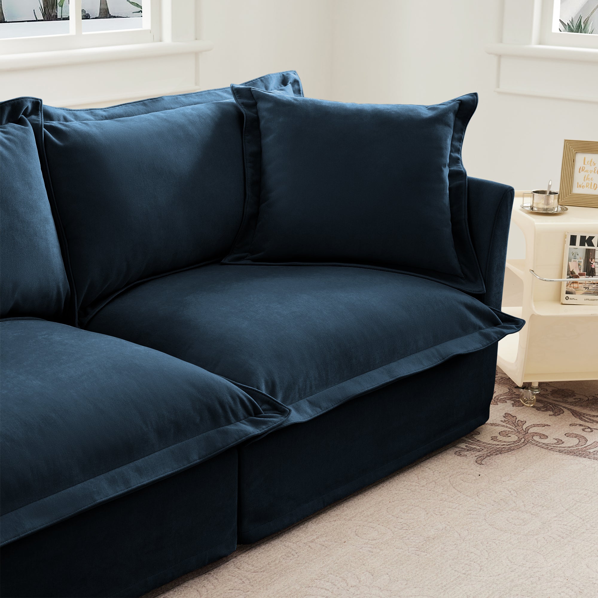 Fluffy Lounge Chair in Chenille Navy #Fabric_Chenille Navy